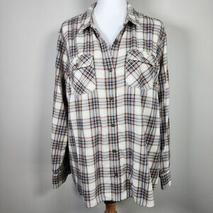 Eddie Bauer Plaid Flannel Shirt Womens 2XL Check Tartan Button Up Soft‎ Winter
